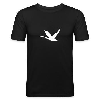 Cygne volant avec des ailes - T-shirt près du corps Homme - noir - Devant - Nik (191cm)