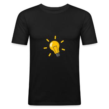 Glühbirne Kreativität Idee - Männer Slim Fit T-Shirt - Schwarz - Vorne - Nik (191cm)