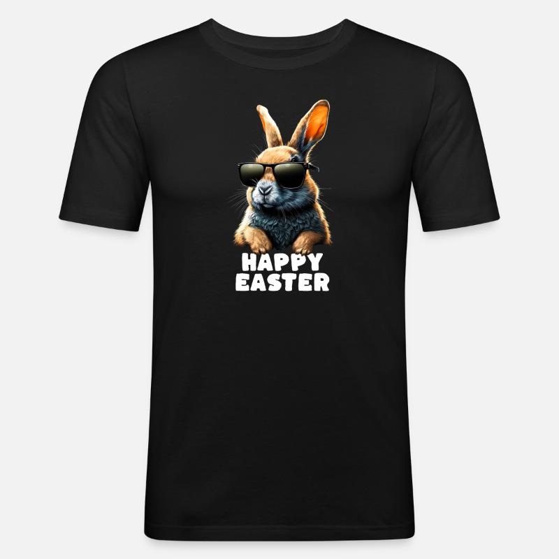 Cool Rabbit - Happy Easter - Men's Slim Fit T-Shirt - black