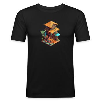 Tiki Bar - T-shirt près du corps Homme - noir - Devant - Nik (191cm)