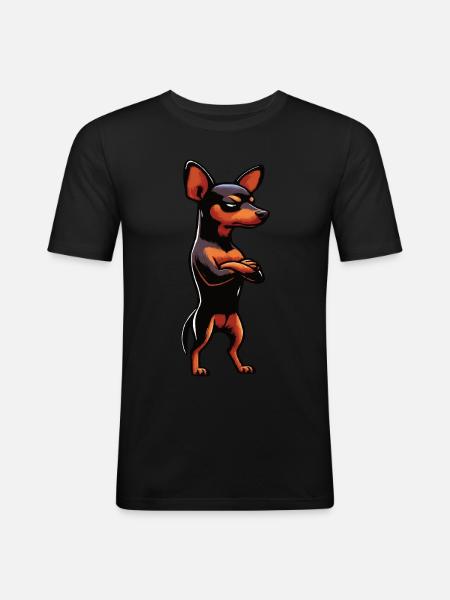 Miniatuur Pinscher Pinscher Pinscher Pinscher Eigenaar Minpin - Mannen slim fit T-shirt - zwart