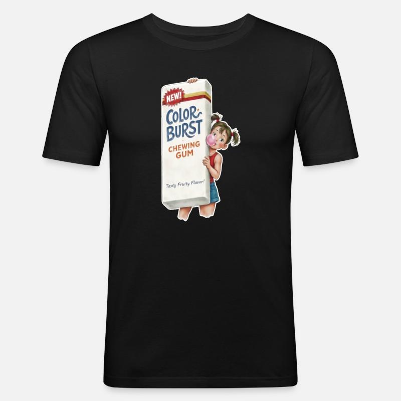  Retro Kaugummi - Männer Slim Fit T-Shirt - Schwarz