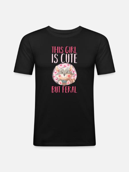 Raton laveur déchet, mignon mais sauvage - T-shirt près du corps Homme - noir