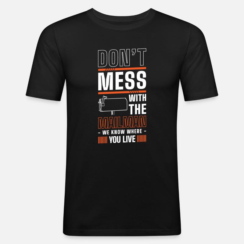 Postbote Paket - Männer Slim Fit T-Shirt - Schwarz
