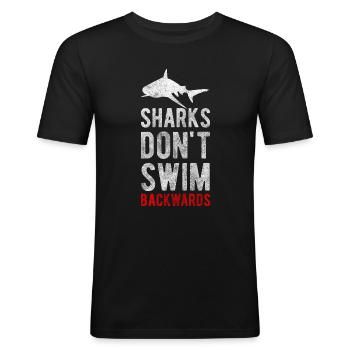 Vacances de pêche sous-marine avec les requins - T-shirt près du corps Homme - noir - Devant - Nik (191cm)