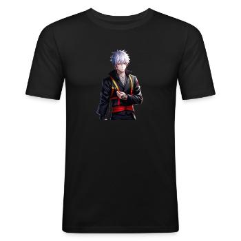 Anime Person japonais - T-shirt près du corps Homme - noir - Devant - Nik (191cm)