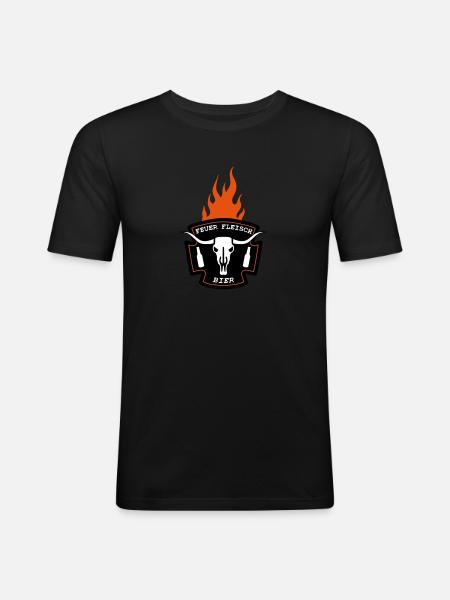 Feuer Fleisch Bier - Männer Slim Fit T-Shirt - Schwarz