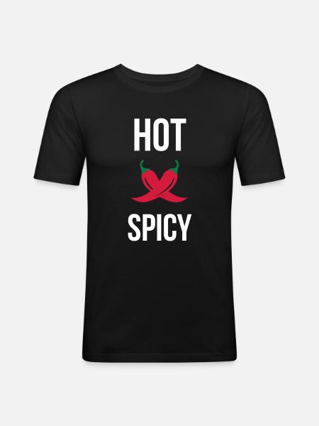 Hot & Spicy grill - Männer Slim Fit T-Shirt - Schwarz