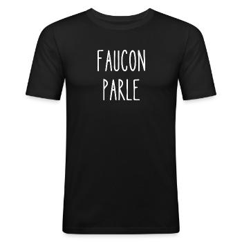 faucon parle - T-shirt près du corps Homme - noir - Devant - Nik (191cm)