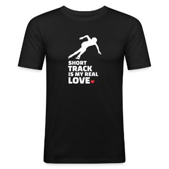I love short track and ice skating - Men's Slim Fit T-Shirt - black - Front - Nik (191cm)