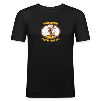 Bières pour chiens à boire de la bière - T-shirt près du corps Homme - noir - Devant - Nik (191cm)