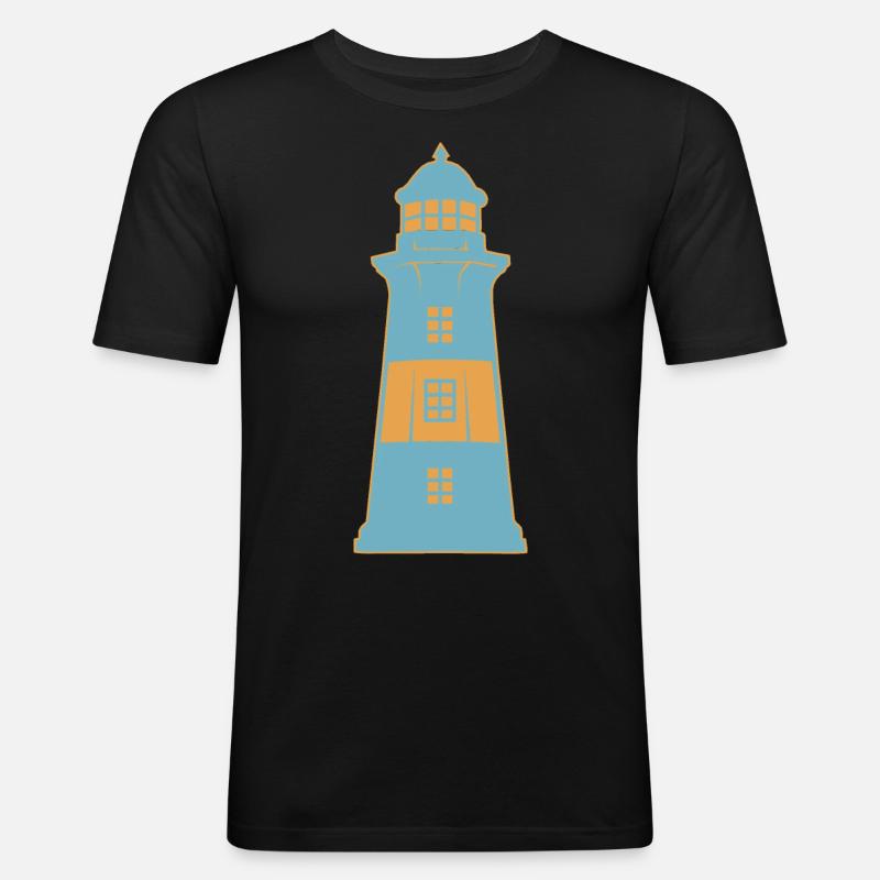 Leuchtturm maritim Küste - Männer Slim Fit T-Shirt - Schwarz