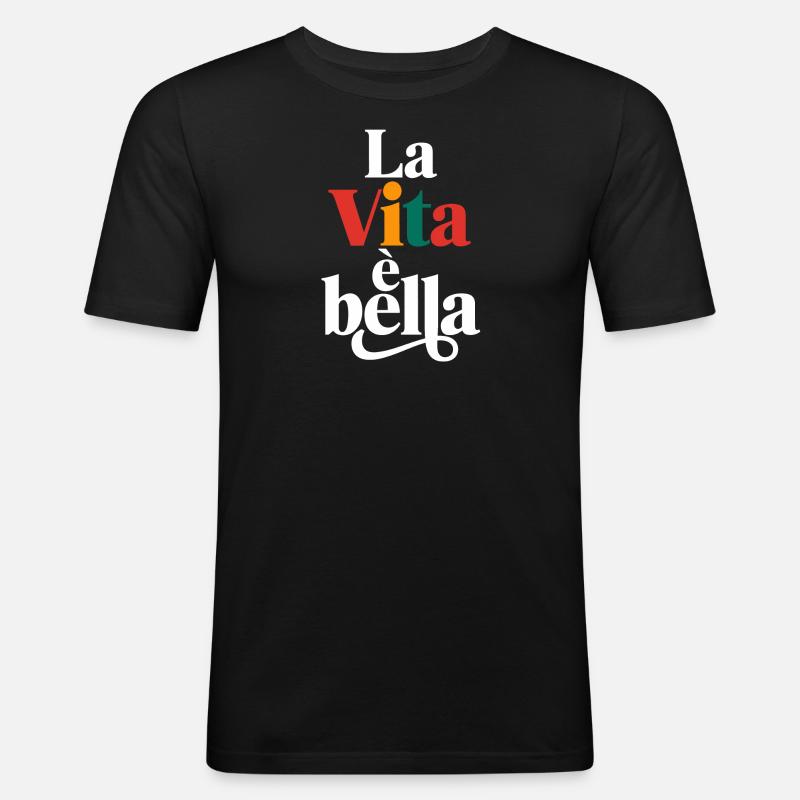 La vita è bella - T-shirt près du corps Homme - noir