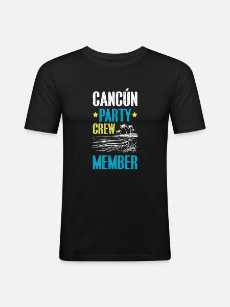 Cancun Party Crew - Männer Slim Fit T-Shirt - Schwarz