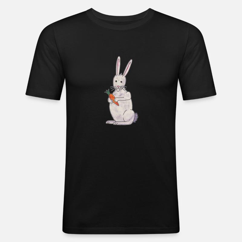 cute rabbit rabbit with carrot - Men's Slim Fit T-Shirt - black