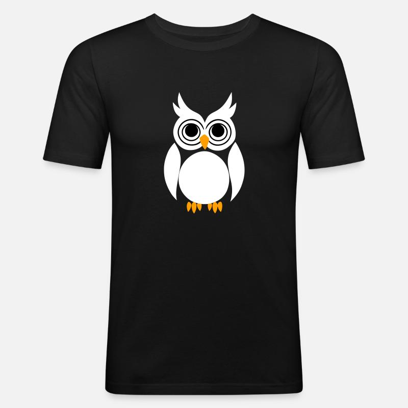Eulenblick - Männer Slim Fit T-Shirt - Schwarz
