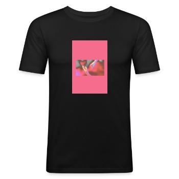 T-Shirt - Männer Slim Fit T-Shirt - Schwarz - Vorne - Nik (191cm)