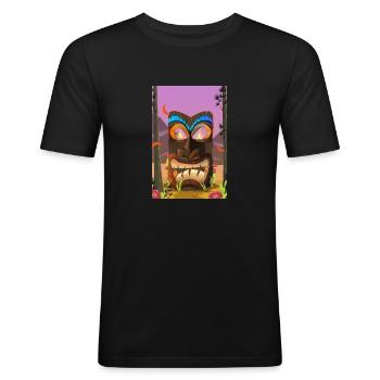 Masque Tiki - T-shirt près du corps Homme - noir - Devant - Nik (191cm)