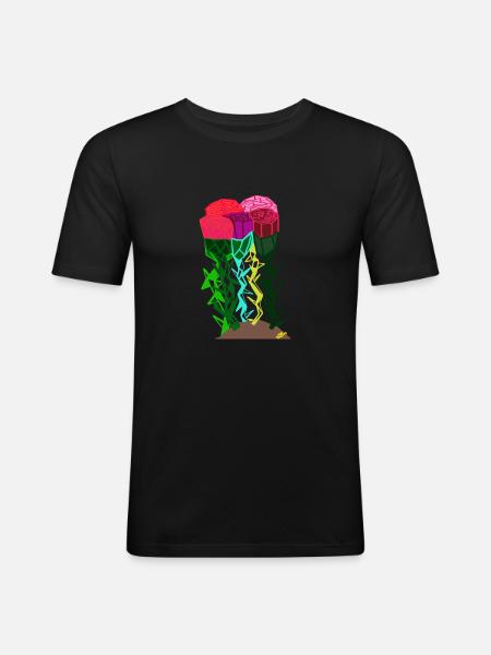 ROSES AND THORNS - Men's Slim Fit T-Shirt - black