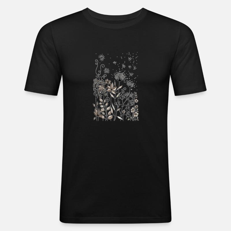 Blumen - Männer Slim Fit T-Shirt - Schwarz