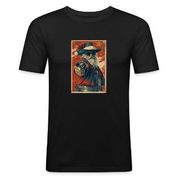Le Père Noël le hors-la-loi - T-shirt près du corps Homme - noir - Devant - Nik (191cm)