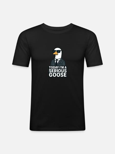Serious goose - Männer Slim Fit T-Shirt - Schwarz