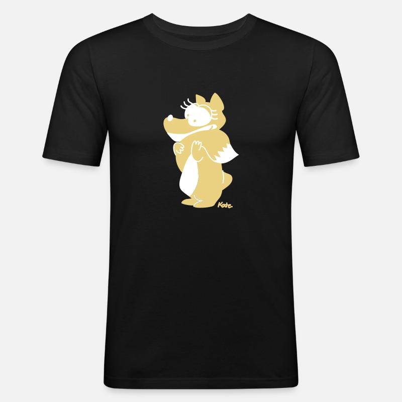 Fuchs (farbig) - Männer Slim Fit T-Shirt - Schwarz