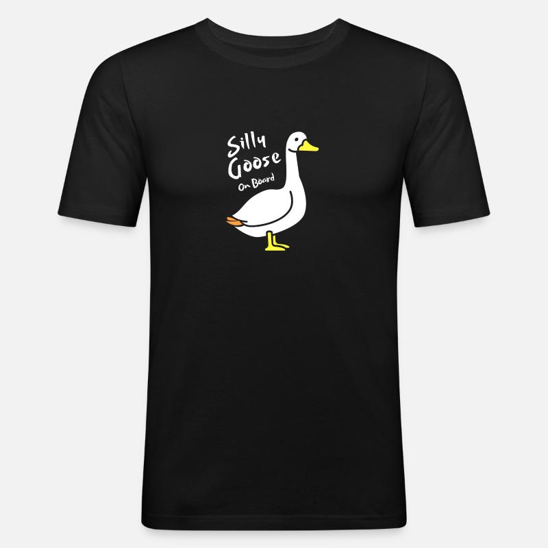 Silly Goose on Board - Männer Slim Fit T-Shirt - Schwarz