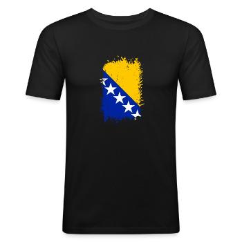 Bosnie - T-shirt près du corps Homme - noir - Devant - Nik (191cm)