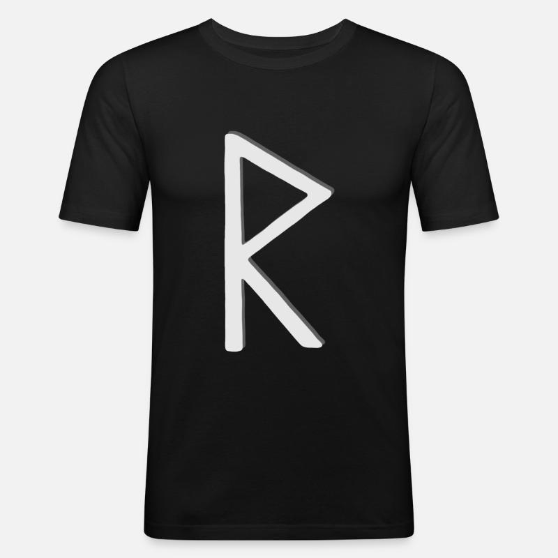 Futhark Runic Alphabet Raidho - Men's Slim Fit T-Shirt - black