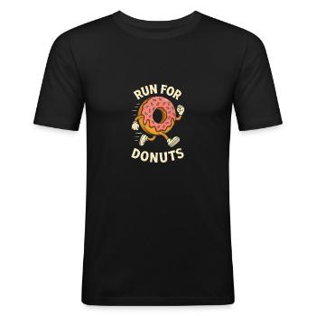 Run for Donuts - Männer Slim Fit T-Shirt - Schwarz - Vorne - Nik (191cm)