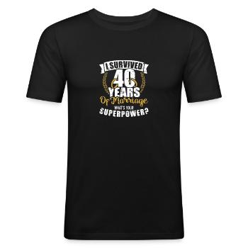 40e anniversaire de mariage - T-shirt près du corps Homme - noir - Devant - Nik (191cm)