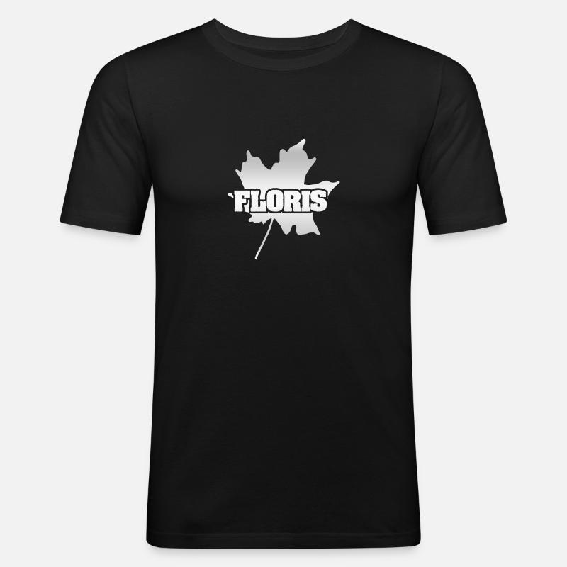 Feuille d’érable Floris - T-shirt près du corps Homme - noir