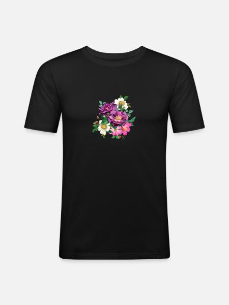 Roses - Männer Slim Fit T-Shirt - Schwarz