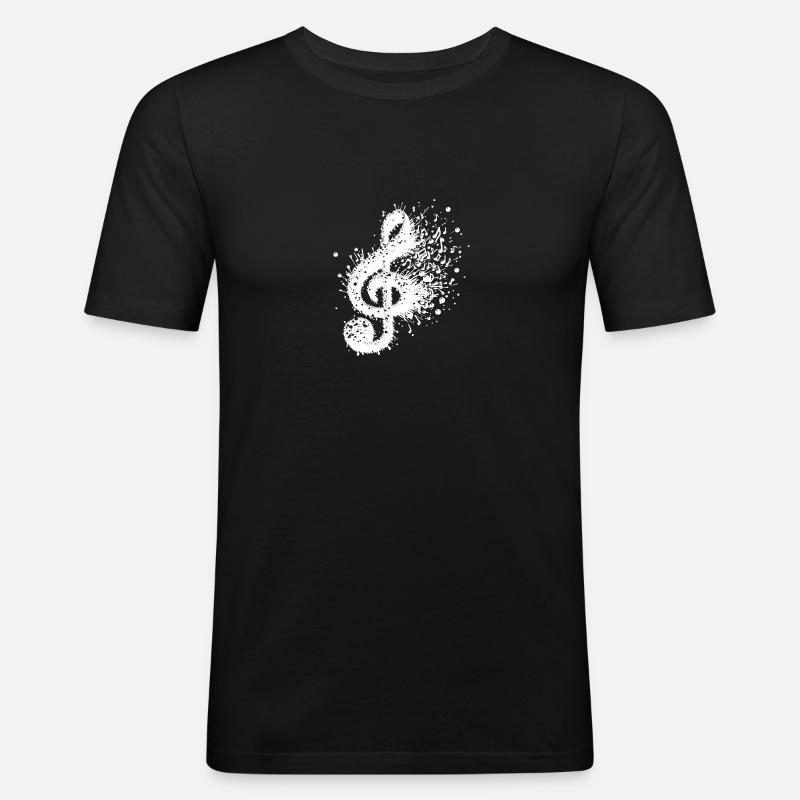 Music clef splash notes - Men's Slim Fit T-Shirt - black