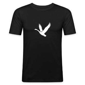 Cygne Oiseaux sauvages Style de tatouage - T-shirt près du corps Homme - noir - Devant - Nik (191cm)
