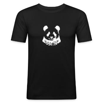 Flower Panda Harmony of Blossoms Botanical Magic - Men's Slim Fit T-Shirt - black - Front - Nik (191cm)