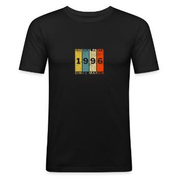 Né en mars 1996 Drôle d’anniversaire Retro Citation - T-shirt près du corps Homme - noir - Devant - Nik (191cm)