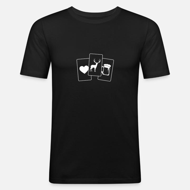 Herz - Bier - Hirsch - - Männer Slim Fit T-Shirt - Schwarz