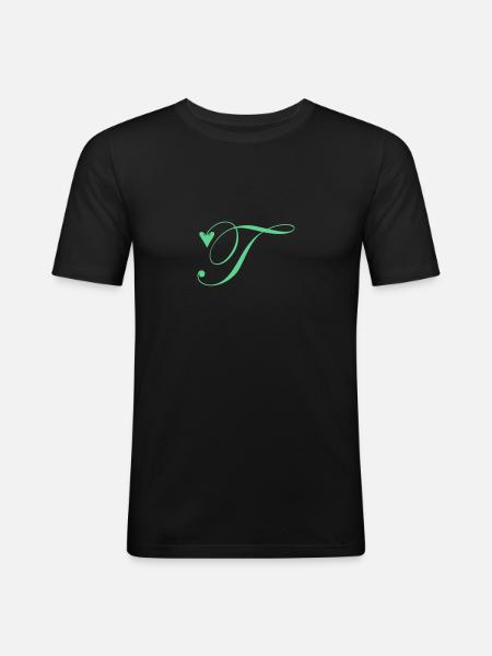 Monogram T Hjerte Vinranke - Herre Slim Fit T-Shirt - sort