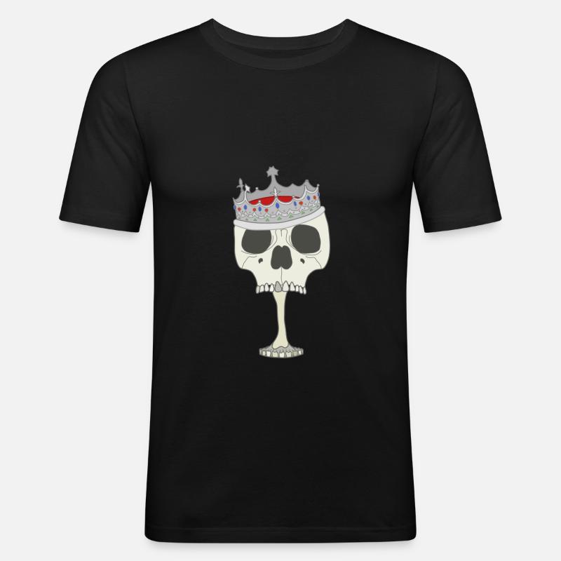 Schädelförmiger Kelch mit Krone - Männer Slim Fit T-Shirt - Schwarz
