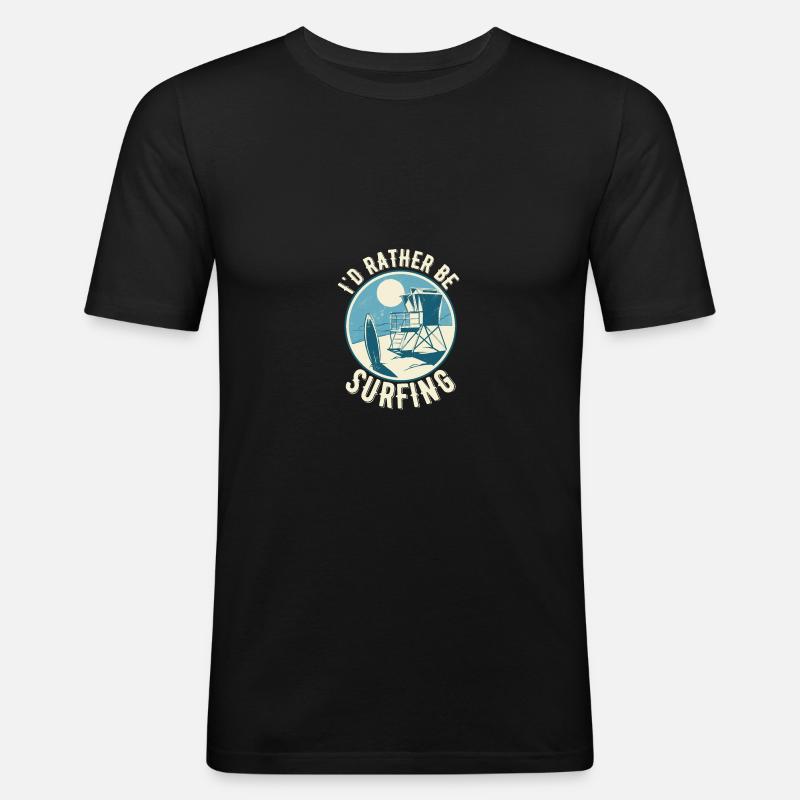 Surfen - Männer Slim Fit T-Shirt - Schwarz