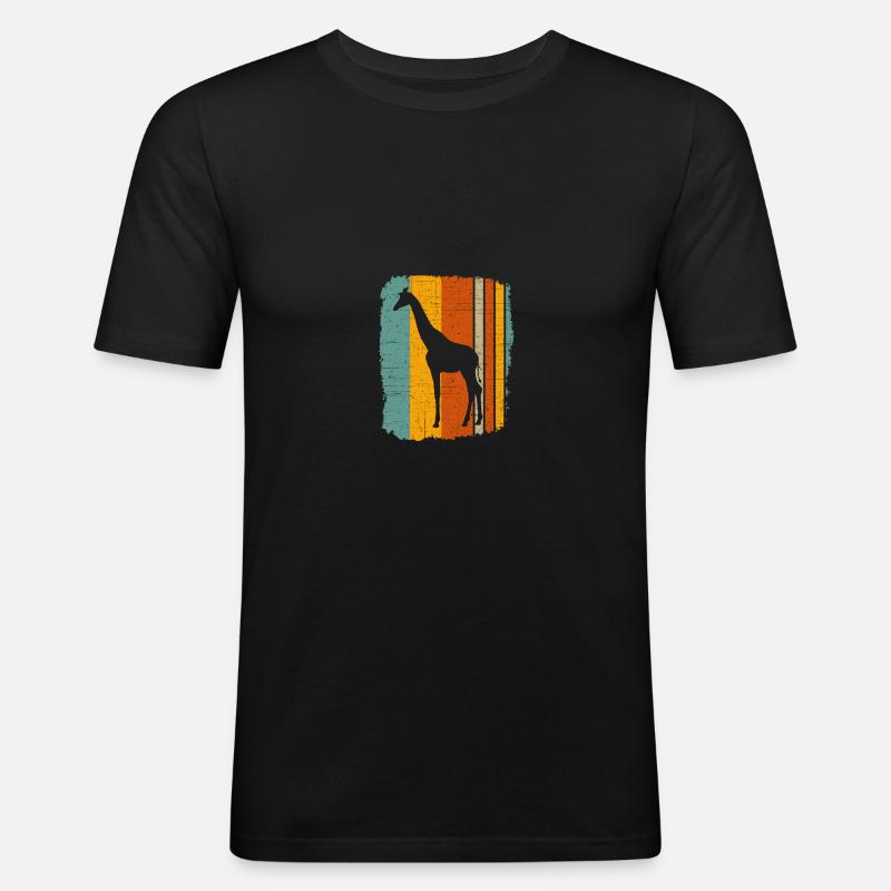 Giraffe - Männer Slim Fit T-Shirt - Schwarz