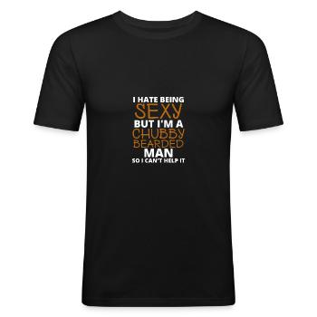 Barbe - T-shirt près du corps Homme - noir - Devant - Nik (191cm)