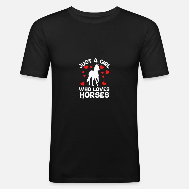 Pferd - Männer Slim Fit T-Shirt - Schwarz