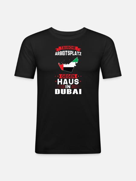 Dubai Flagge Dubaisch Geschenk - Männer Slim Fit T-Shirt - Schwarz