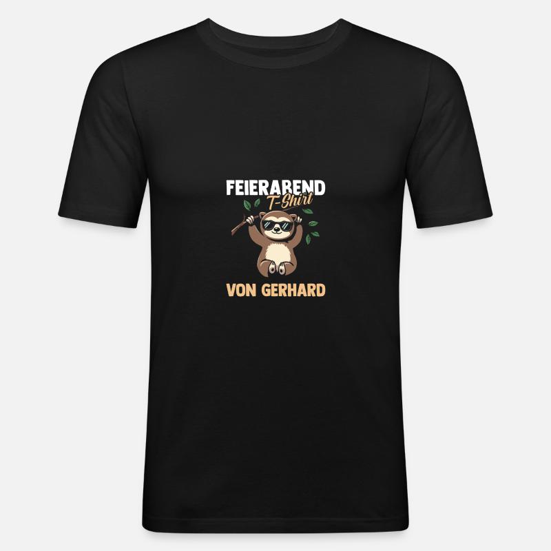 Faultier Gerhard - Männer Slim Fit T-Shirt - Schwarz