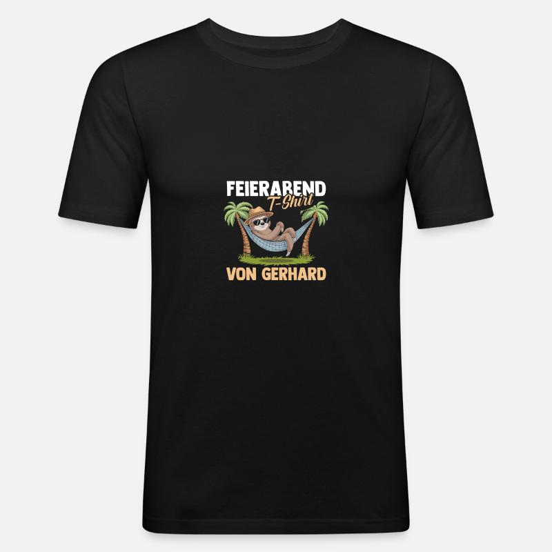 Faultier Gerhard - Männer Slim Fit T-Shirt - Schwarz