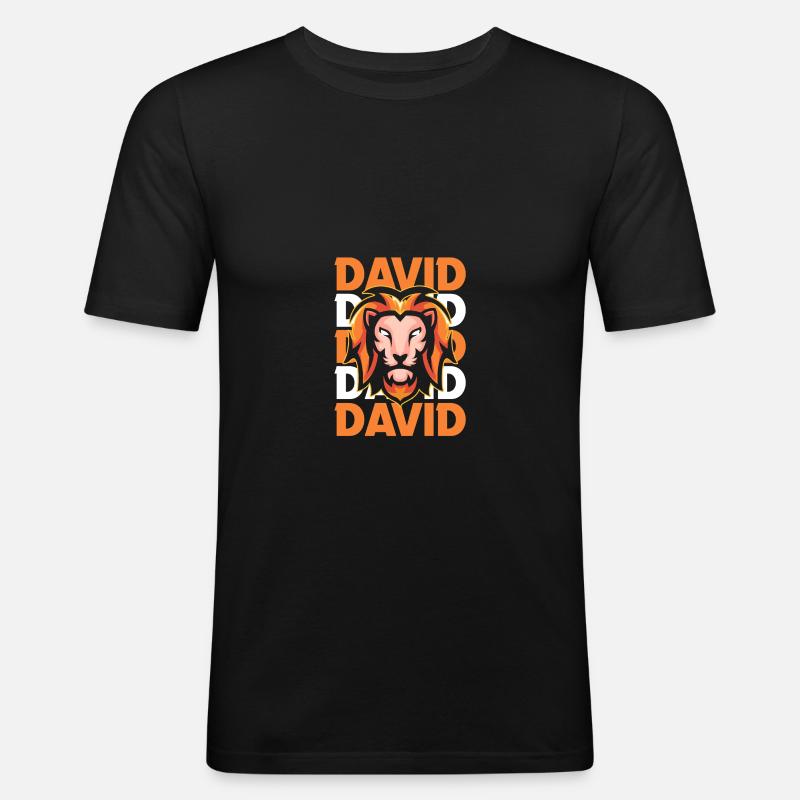 Löwe David - Männer Slim Fit T-Shirt - Schwarz