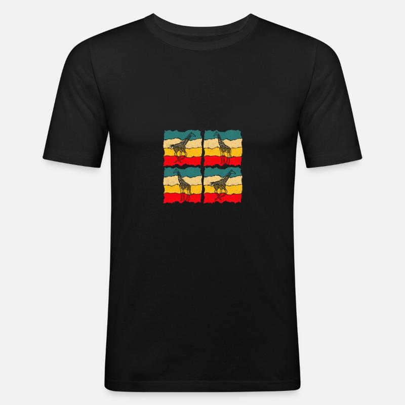 Giraffe - Männer Slim Fit T-Shirt - Schwarz